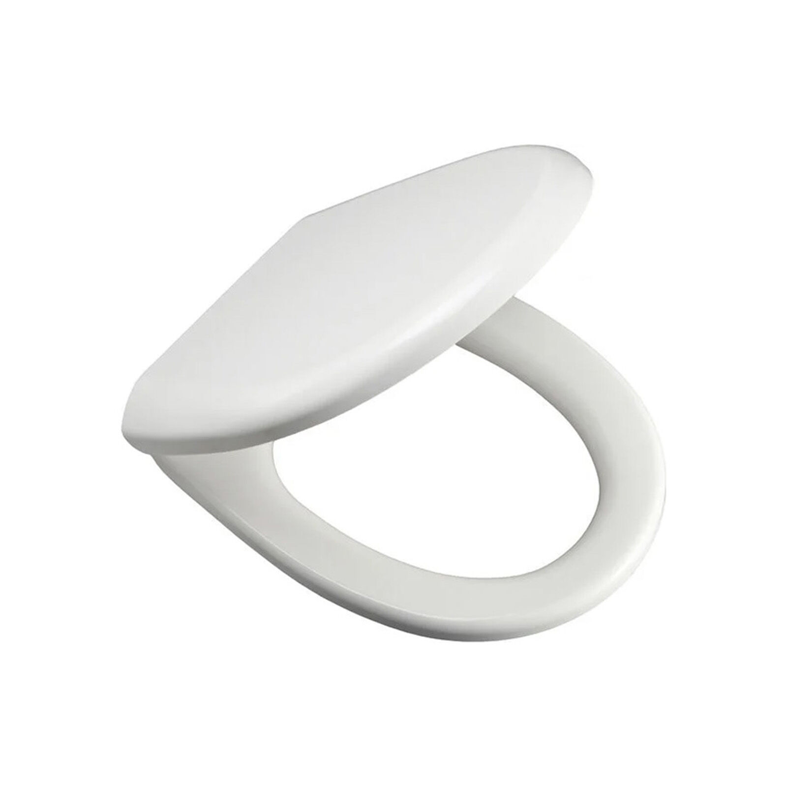 runder wc-deckel und sitz offen aus weissem kunststoff