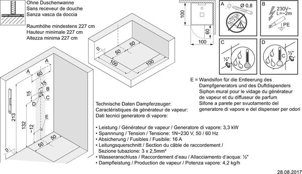 Dampfdusche Hoesch Sense Perience Weiss Echtglas klar EverClean image number 1