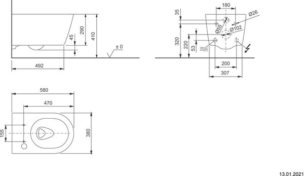 Wand-Klosett Toto RP rimless Weiss Cleaneffekt image number 1