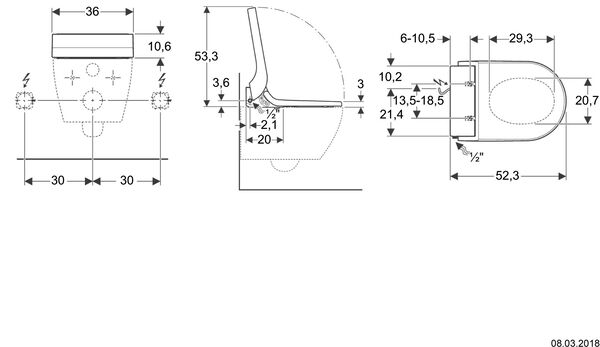 Dusch-WC Aufsatz Geberit AquaClean Tuma Classic Weiss image number 1