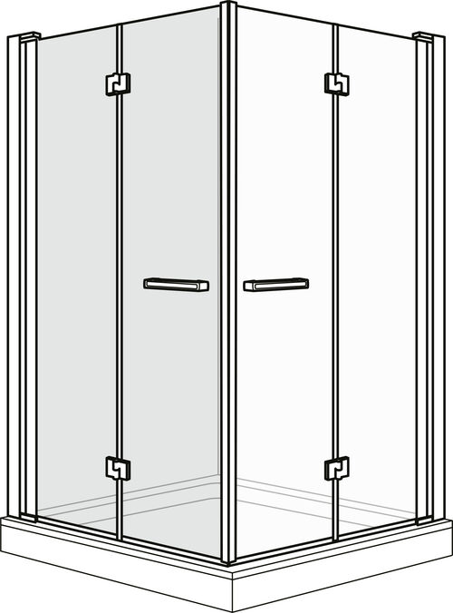 Drehfaltt&uuml;r Duscholux Optima 6 Silber hochglanzeloxiert Echtglas klar CareTec Pro