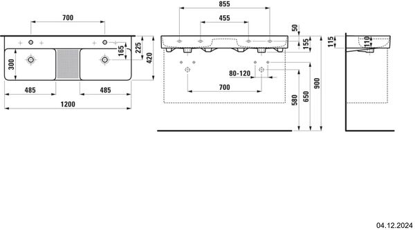 Doppelwaschtisch Laufen Val 120 x 42 cm Weiss Cleaneffekt image number 1