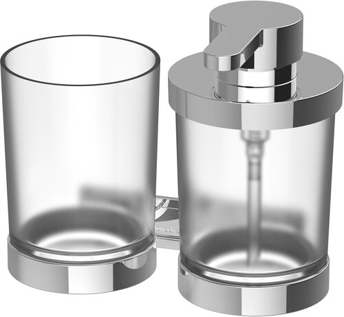 Kombination Seifenspender und Glashalter Bodenschatz Signa Verchromt