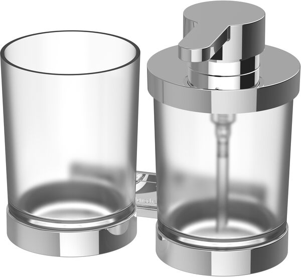 Kombination Seifenspender und Glashalter Bodenschatz Signa Verchromt image number 0