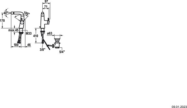 Bidetmischer KWC Zoe Chromeline image number 1