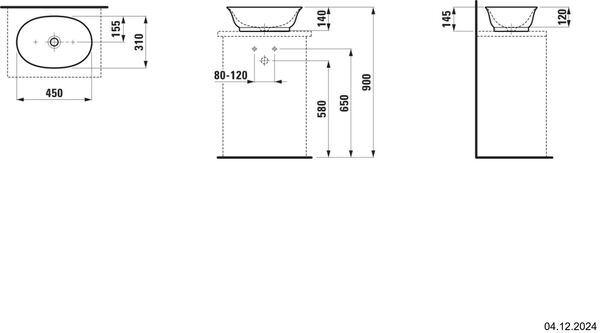 Auflegewaschtisch Laufen New Classic 45 x 31 cm Weiss image number 1