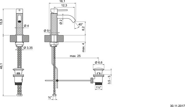 Einlochmischer Gessi 316 Copper brushed Intreccio image number 1