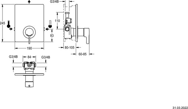Duschenmischer-Endmontageset KWC F5LT2005 Verchromt image number 1