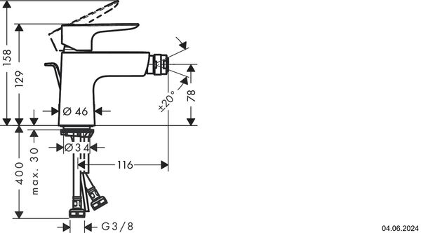 Bidetmischer Hansgrohe Talis E 80 Gold optic image number 1