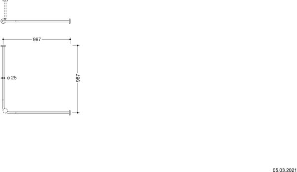 Duschvorhangstange L-Form Hewi 900 Edelstahl matt image number 1