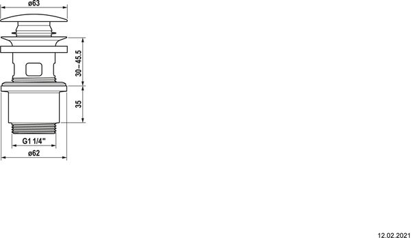 Ablaufventil KWC push-open 1&frac14;" Schwarz matt image number 1