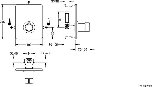 M&eacute;langeur de douche KWC F3SM2004 set de montage final &frac12;" Chrom&eacute; image number 1