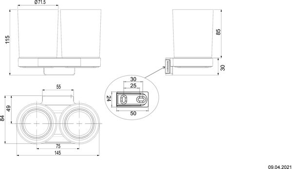 Doppelglashalter Bodenschatz Lindo Verchromt image number 1