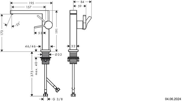 Einlochmischer Hansgrohe Tecturis E Schwarz matt image number 1