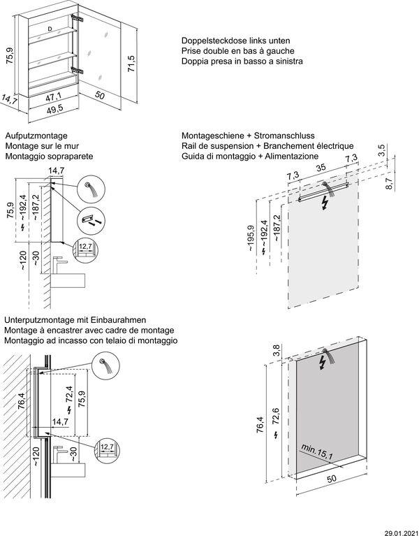 Armoire de toilette Schneider Filo HCL Noir mat image number 1