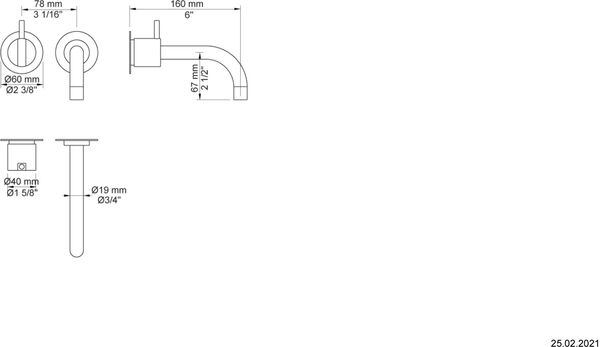 Wandmischer-Endmontageset Vola Weiss matt image number 1