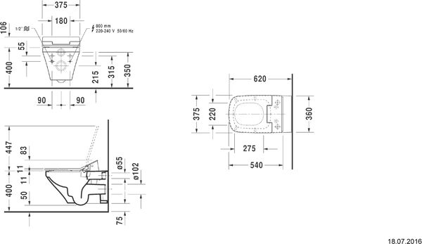 Wand-Klosett Duravit DuraStyle rimless Weiss image number 1