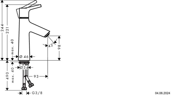 Einlochmischer Hansgrohe Talis S 100 Verchromt image number 1