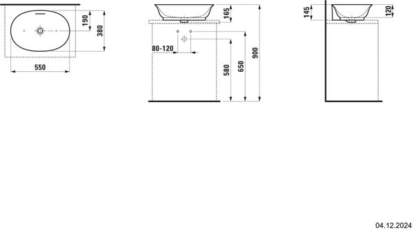 Auflegewaschtisch Laufen New Classic 55 x 38 cm Weiss Cleaneffekt image number 1