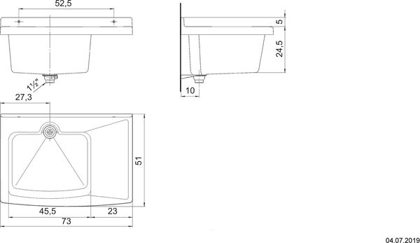 Waschtrog Romay Classic Kombi Grau marmoriert image number 1