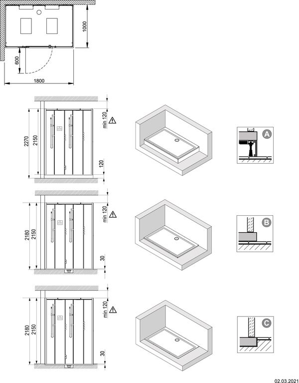 Dampfdusche Hoesch Sense Perience Weiss Echtglas klar EverClean image number 1