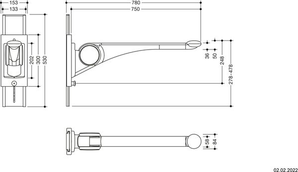 St&uuml;tzklappgriff Hewi LifeSystem Premium Signalweiss gl&auml;nzend Griffpad weiss image number 1