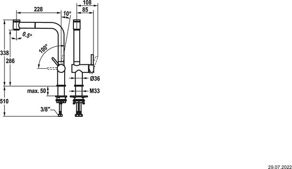 Sp&uuml;ltischmischer KWC Bevo E Edelstahl matt image number 1
