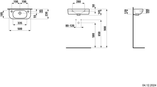 Handwaschbecken Laufen Lua 50 x 23 cm Weiss Cleaneffekt image number 1