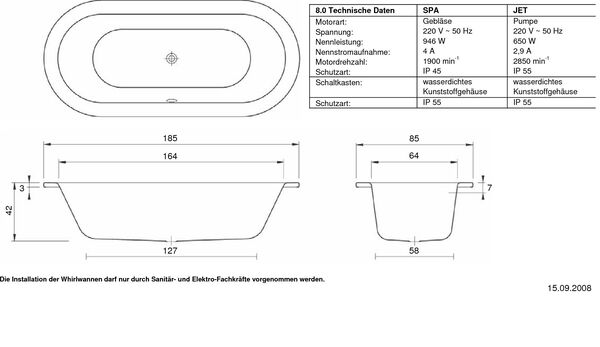 Whirlwanne Schmidlin Starlet Jet+Spa-System Weiss D&uuml;sen und Garnituren verchromt image number 1