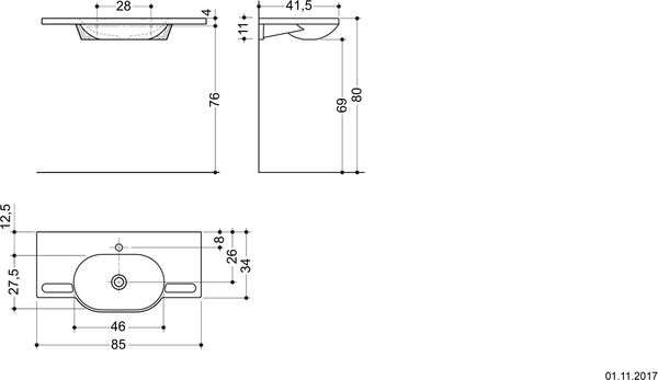 Waschtisch Hewi 85 x 41.5 cm Weiss image number 1