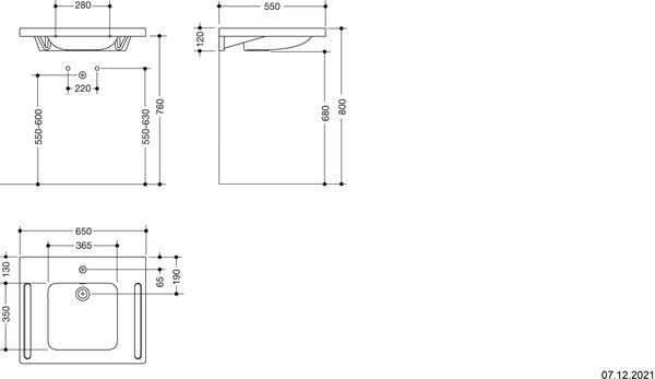 Waschtisch Hewi barrierefrei 65 x 55 cm Weiss image number 1