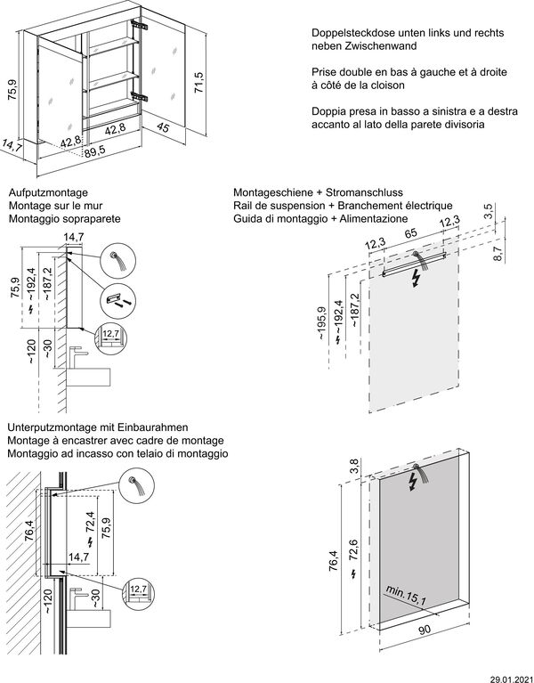 Armoire de toilette Schneider Filo HCL Noir mat image number 1