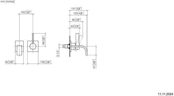 Wandmischer-Endmontageset Dornbracht Mem Messing geb&uuml;rstet Mit Luftsprudler image number 1