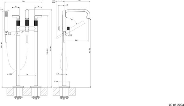 Badebatterie Gessi Inciso Black metal brushed image number 1