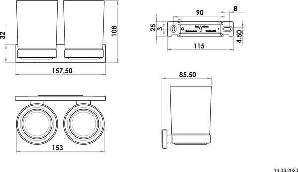 Doppelglashalter Bodenschatz Signa Verchromt image number 1