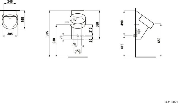 Urinoir Laufen Val rimless Blanc mat image number 1