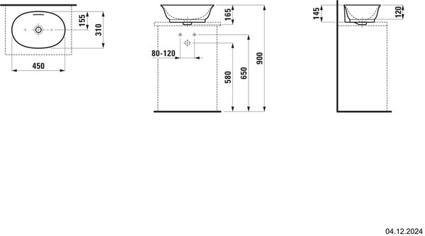 Auflegewaschtisch Laufen New Classic 45 x 31 cm Weiss image number 1