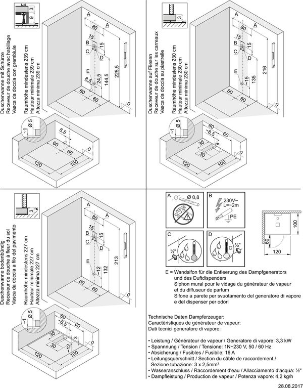 Dampfdusche Hoesch Sense Perience Weiss Echtglas klar EverClean image number 1