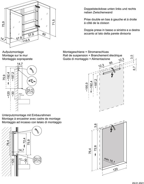 Spiegelschrank Schneider Filo HCL Schwarz matt image number 1