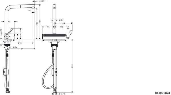 Sp&uuml;ltischmischer Hansgrohe Aquno Select M81 Edelstahloptik image number 1