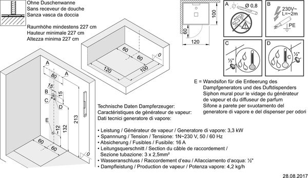 Dampfdusche Hoesch Sense Perience Weiss Echtglas klar EverClean image number 1