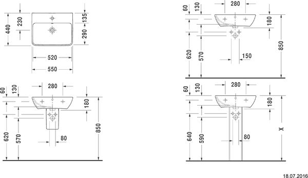 Waschtisch Me by Starck 55 x 44 cm Weiss matt image number 1