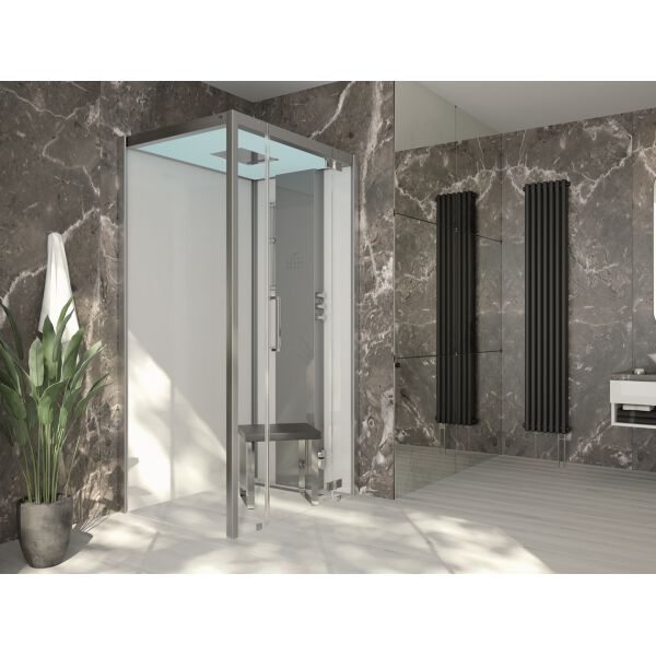 Dampfdusche Hoesch Sense Perience Weiss Echtglas klar EverClean image number 1