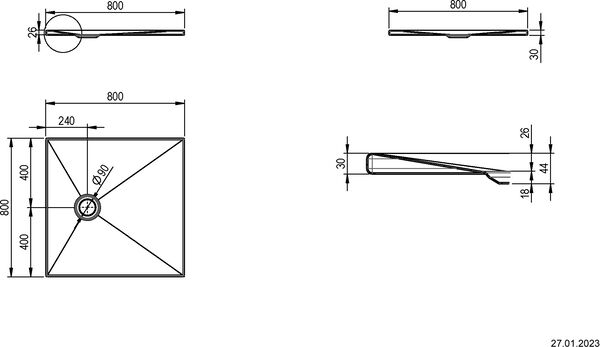 Duschenwanne Alterna loa 80 x 80 cm Weiss matt image number 3