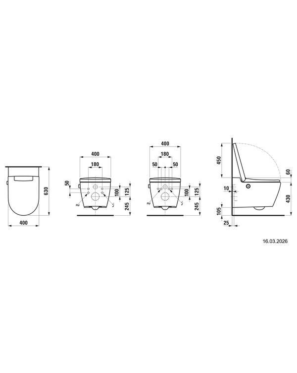 Dusch-WC Laufen Cleanet Auria plus Schwarz matt Controller Edelstahl look geb&uuml;rstet image number 1
