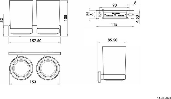 Doppelglashalter Bodenschatz Signa Schwarz matt image number 1