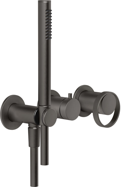 Bademischer-Endmontageset Gessi Anello / Ingranaggio Black metal brushed