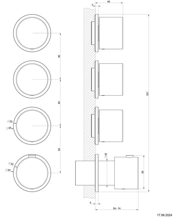 Bade- und Duschmischer Endmontageset Gessi Habito Finox image number 1