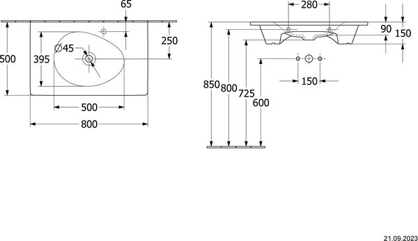 Waschtisch Villeroy & Boch Antao 80 x 50 cm Stone white matt Cleaneffekt image number 1