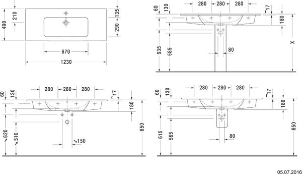 M&ouml;belwaschtisch Me by Starck 123 x 49 cm Weiss matt image number 1